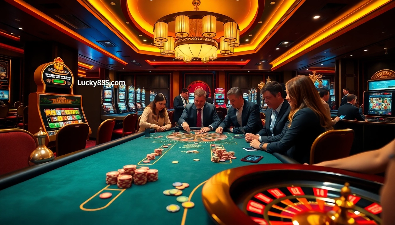 Experience thrilling gameplay at https://lucky88sss.com/ with a lively casino atmosphere featuring poker and slot machines.