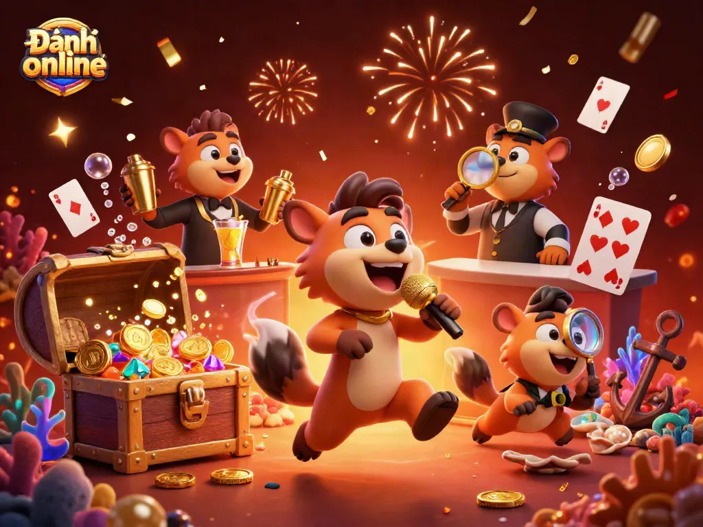 Engage in Đánh đề online with lively hyenas running a casino that sparkles with excitement.