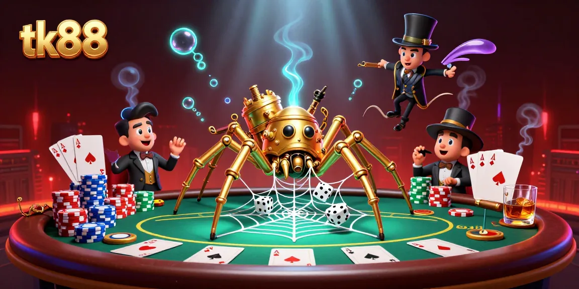 Experience tk88 casino excitement in this dynamic steampunk-themed gambling illustration.
