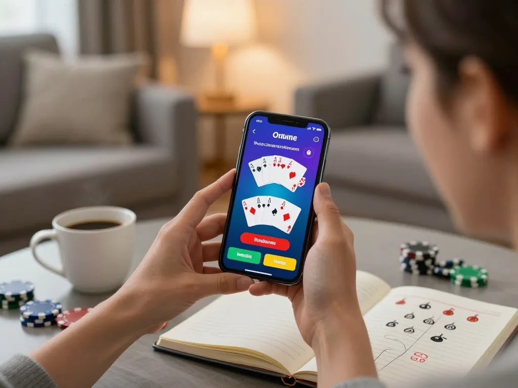 Engaging with the online casino app for Đăng ký Tx88 in a cozy setting, showcasing strategy and excitement.