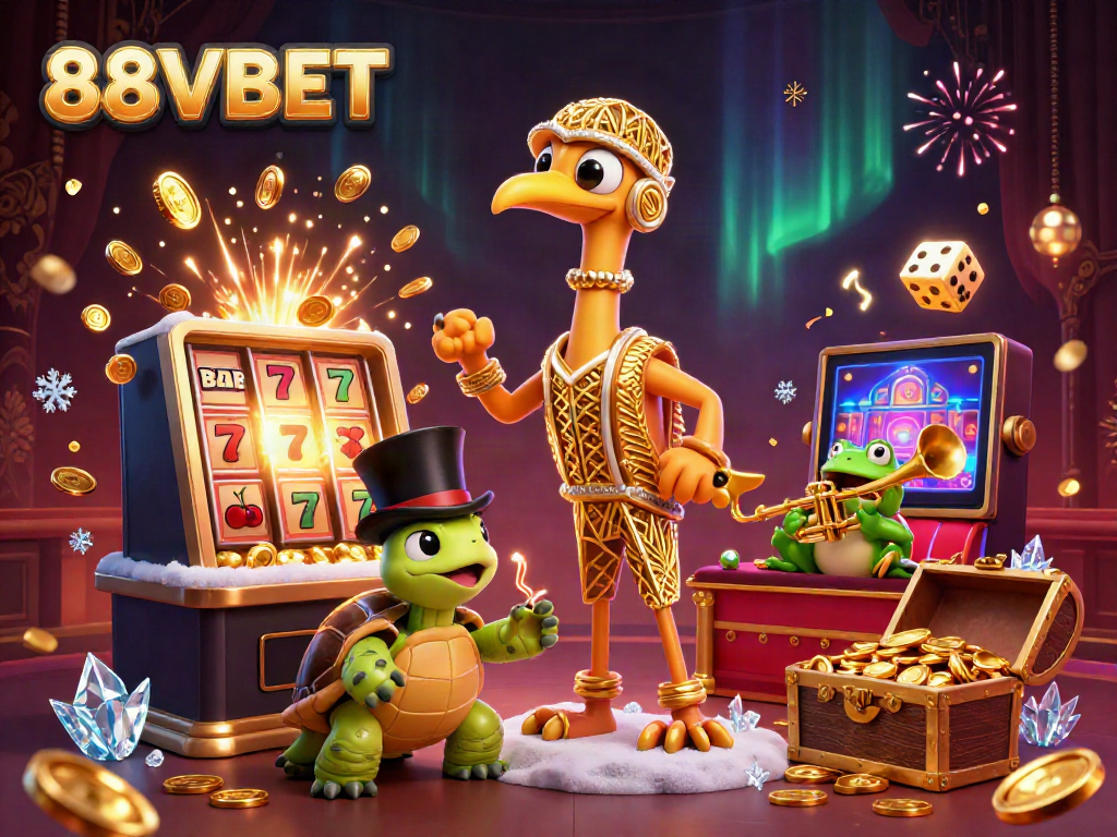 Engage with 88VBET's vibrant celebration of casino excitement featuring unique characters and dynamic game elements.