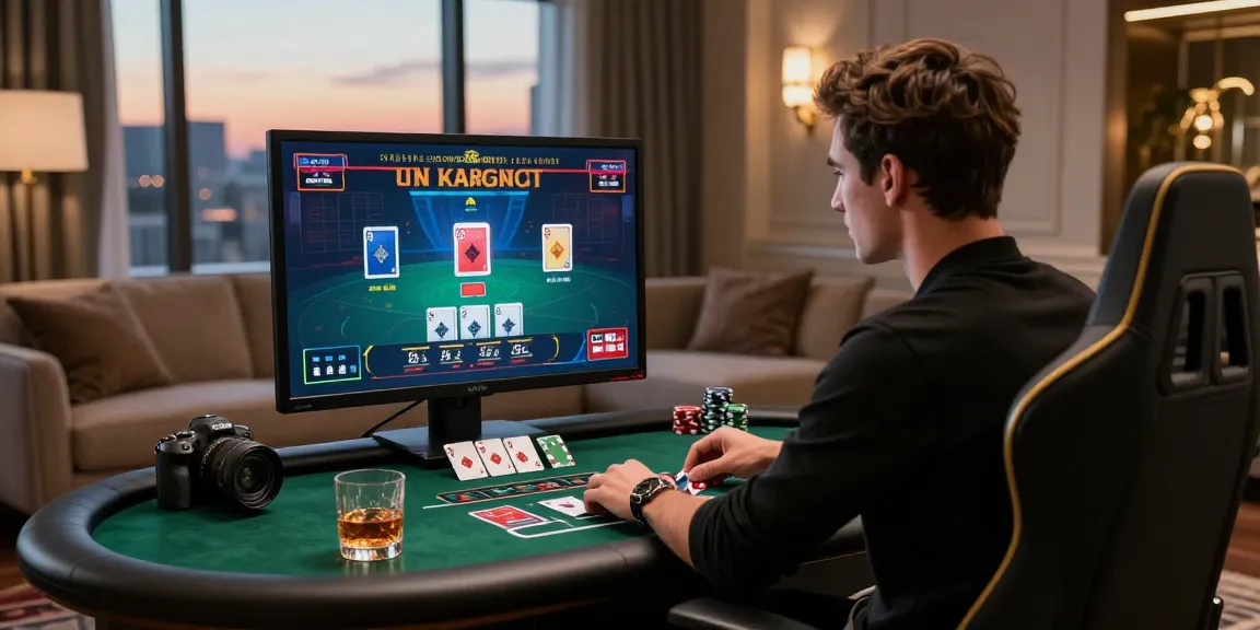 Experience high-end gambling with https://ko66vn.site/ showcasing an elegant player at a luxurious gaming desk.