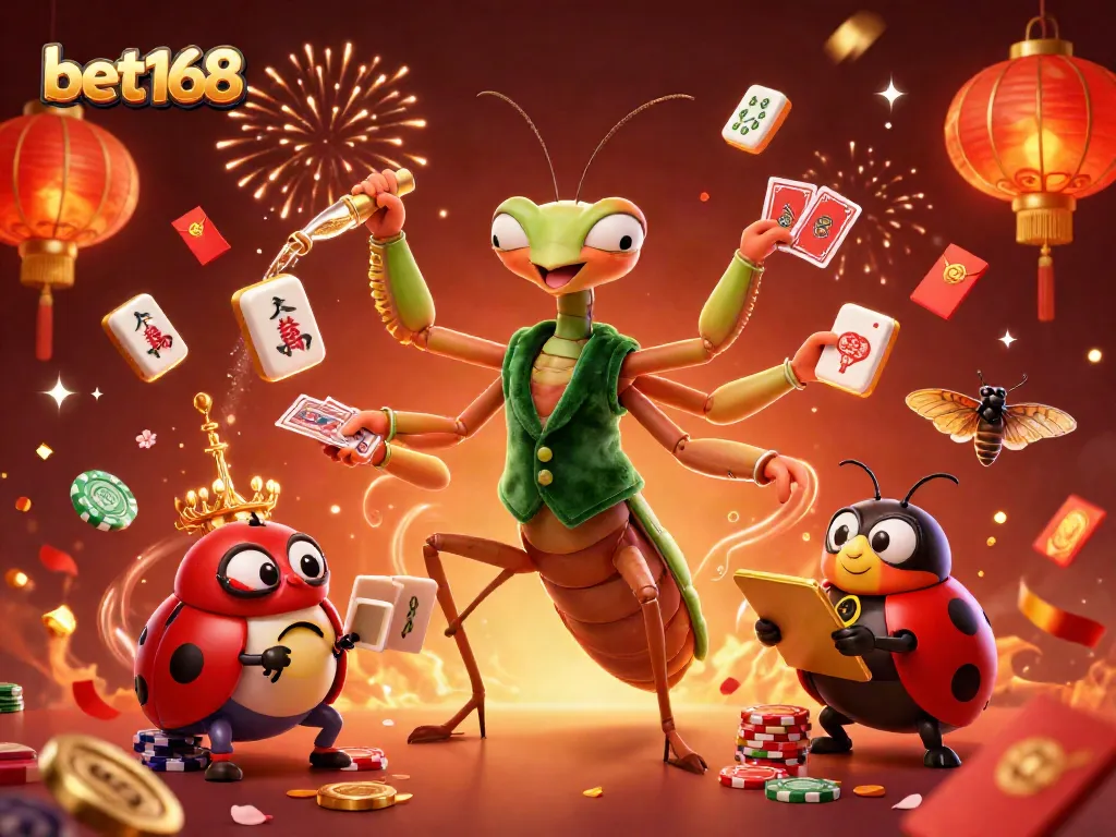 Experience the thrill of bet168 with a lively scene of 3D characters celebrating fortune in a casino environment.