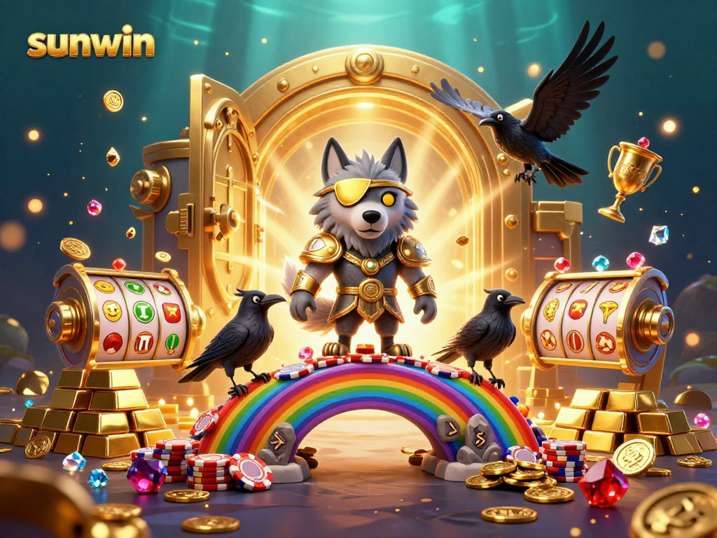 Win big with sunwin in this vibrant, ultra-detailed Norse mythology-themed casino scene.