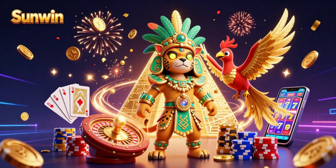 Sunwin enhances thrilling casino gaming with vibrant 3D elements and energetic characters.
