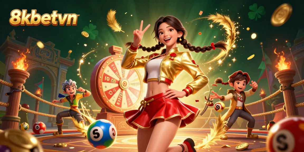 Win big at 8kbetvn with vibrant casino games, lottery balls, and exciting prize wheels.