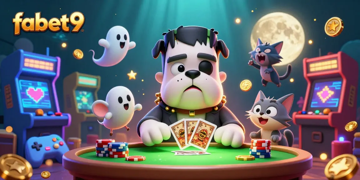 Experience fabet9's dynamic gaming scene with monsters, arcade elements, and vibrant casino visuals!