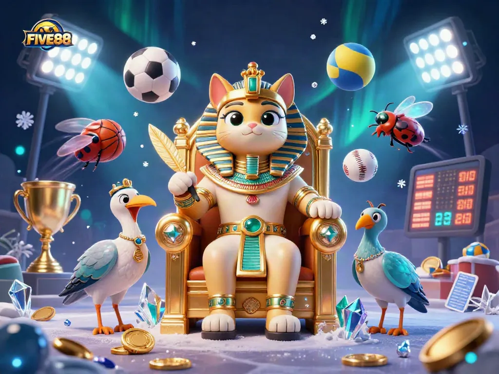 Engage in thrilling gaming at FIVE88 with this vibrant 3D illustration showcasing excitement.