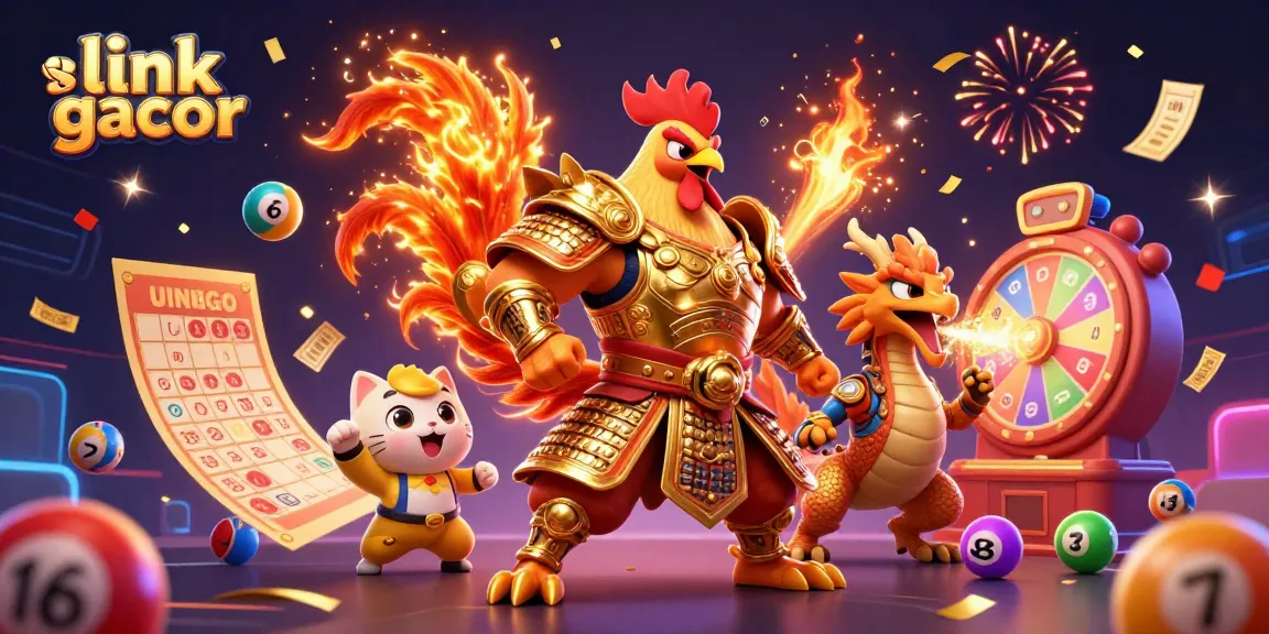 Experience thrilling gaming action with link gacor in this vibrant 3D illustration filled with dynamic casino elements.