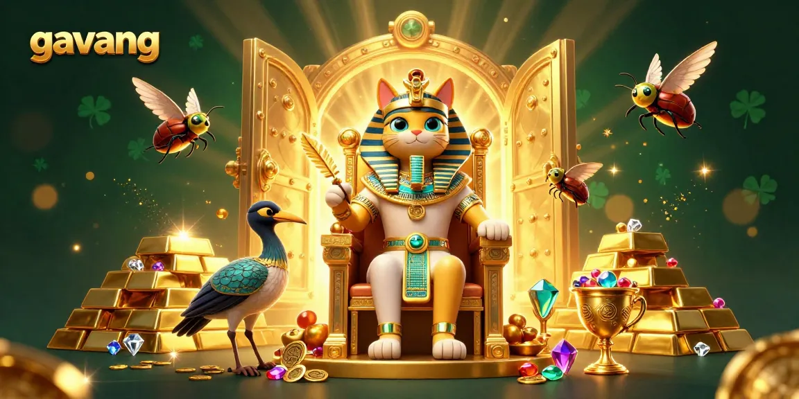 Experience the thrill of gambling with gavang, as pharaoh cat claims treasures in a vibrant casino scene.