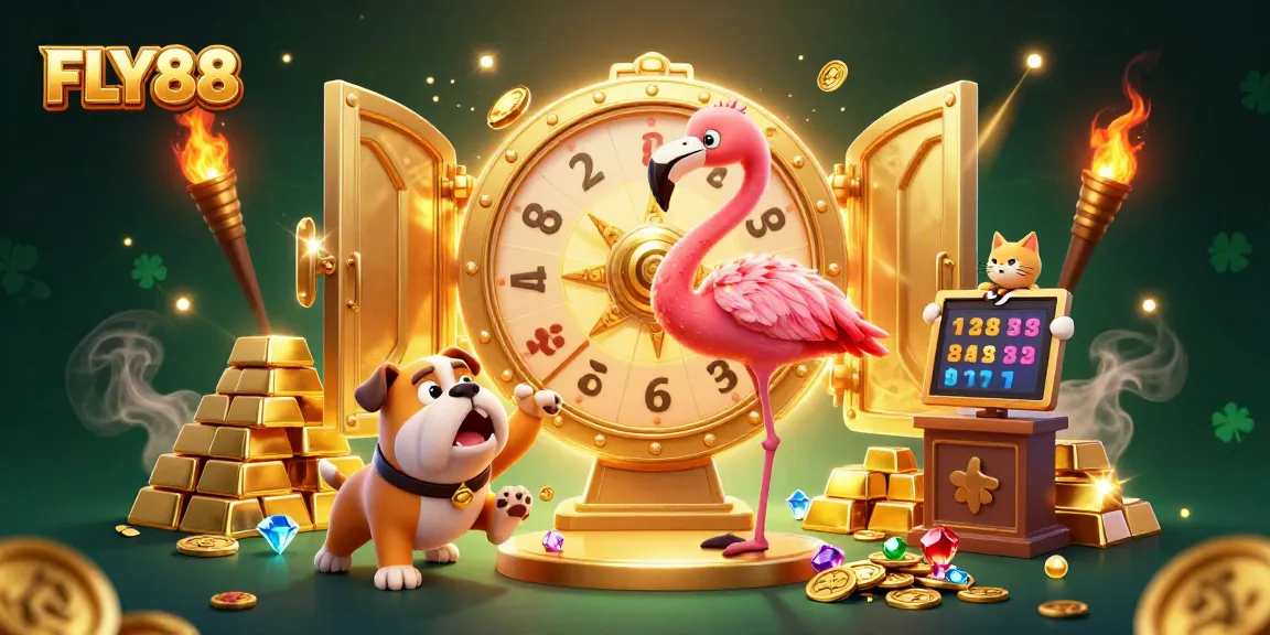 FLY88 engages players with a vibrant treasure scene showcasing wealth and excitement.