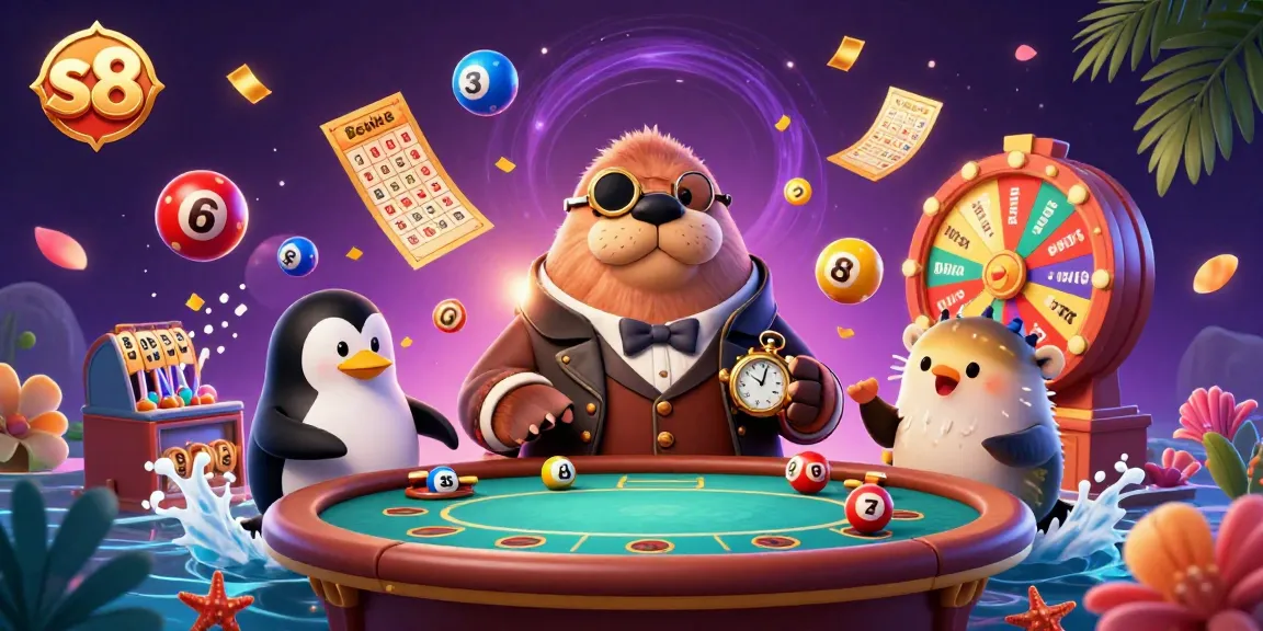 Experience thrilling wins at S8 with colorful lottery elements and engaging casino characters.