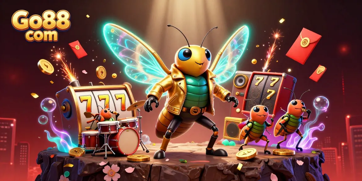 Experience the thrill of Go88 com with vibrant characters and dynamic gambling elements in a captivating illustration.