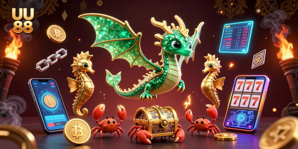 Engage in thrilling gameplay at UU 88 with a dynamic sea dragon and treasure-holding crabs.