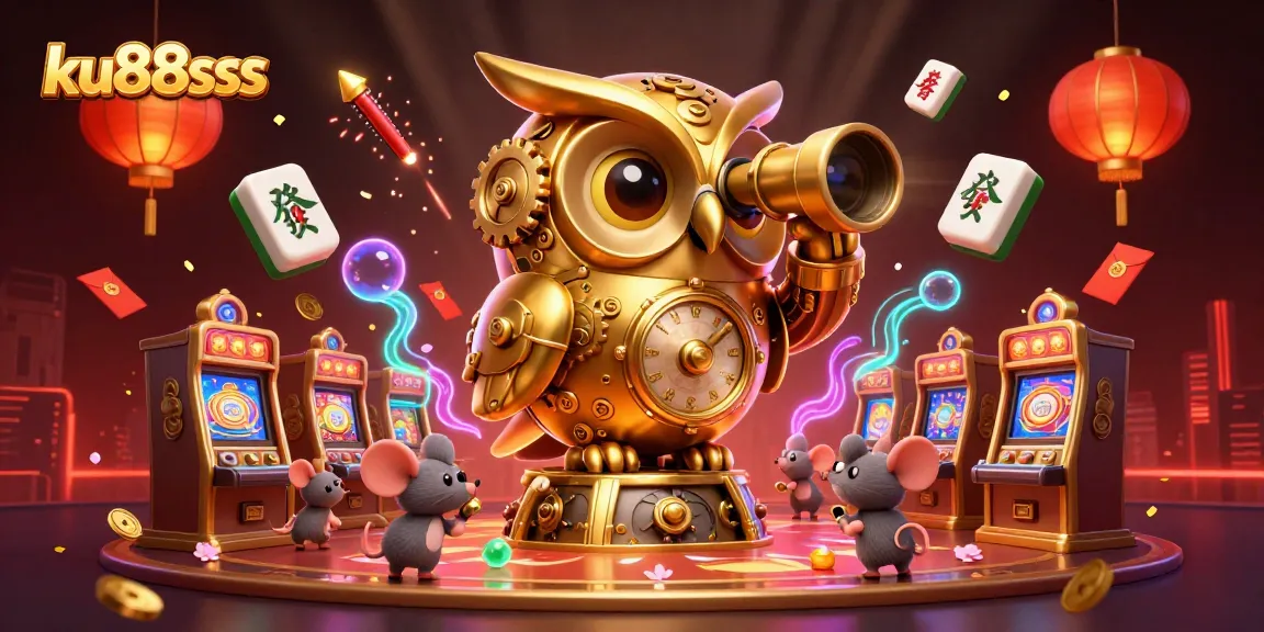 Experience immersive gaming action with ku88sss' vibrant casino scene featuring playful characters and dynamic elements.