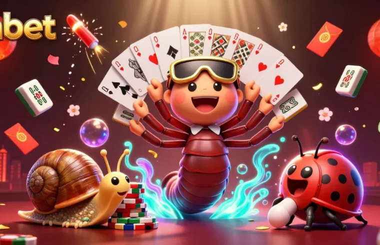 Experience the thrill of onbet with a vibrant 3D casino scene featuring playful characters and dynamic gambling elements.