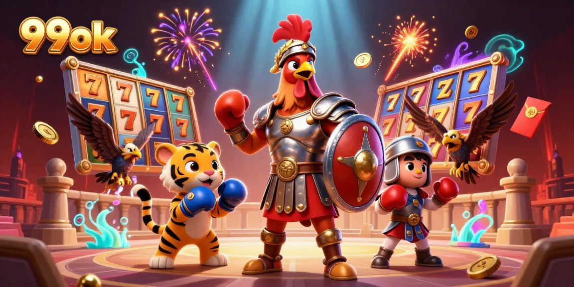 Experience thrilling gameplay at 99ok with vibrant slot reels and dynamic casino elements.