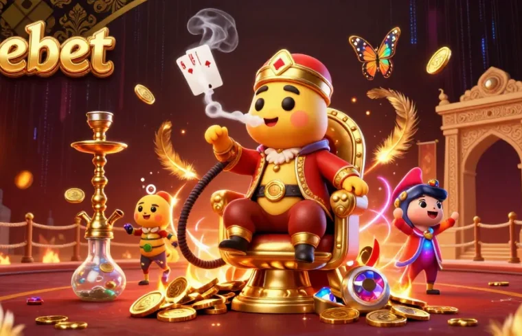 Experience thrilling betting with Debet in a vibrant 3D illustration featuring playful casino elements.