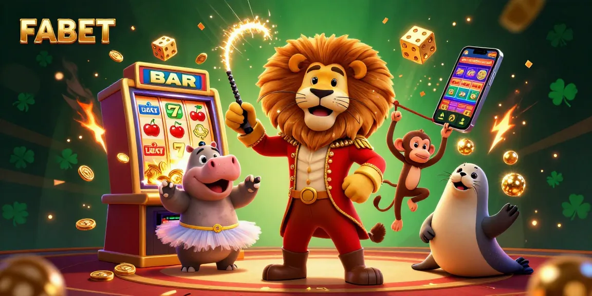 Experience FABET's thrilling jackpot excitement with cartoon characters in a vibrant casino scene.